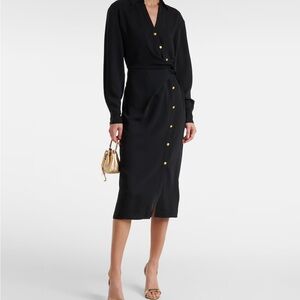 NWT Veronica Beard Black Asymmetric Button Midi-Dress Size 14